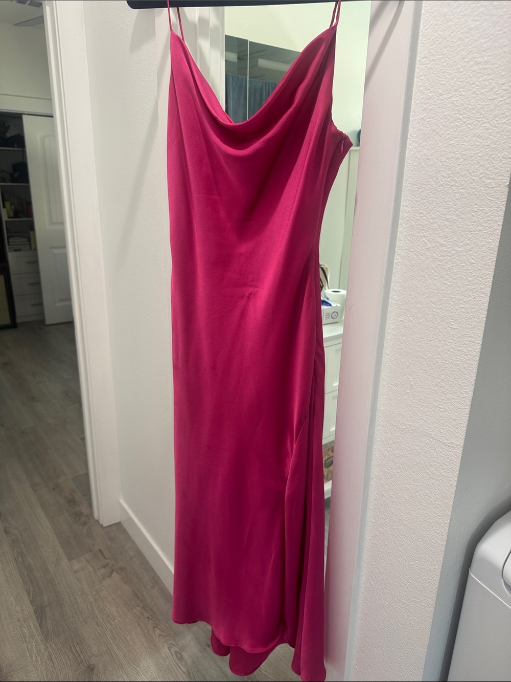 ASOS Hot Pink Cowl-Neck Slip Maxi Dress